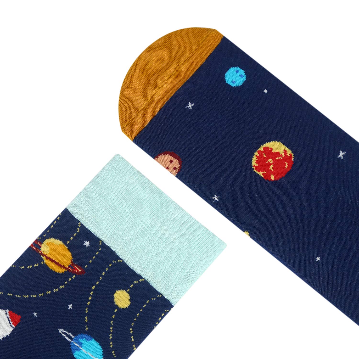 Mens Space Novelty Crew Socks Funny Crazy Socks Alien Astronaut Planet Pizza Casual Socks