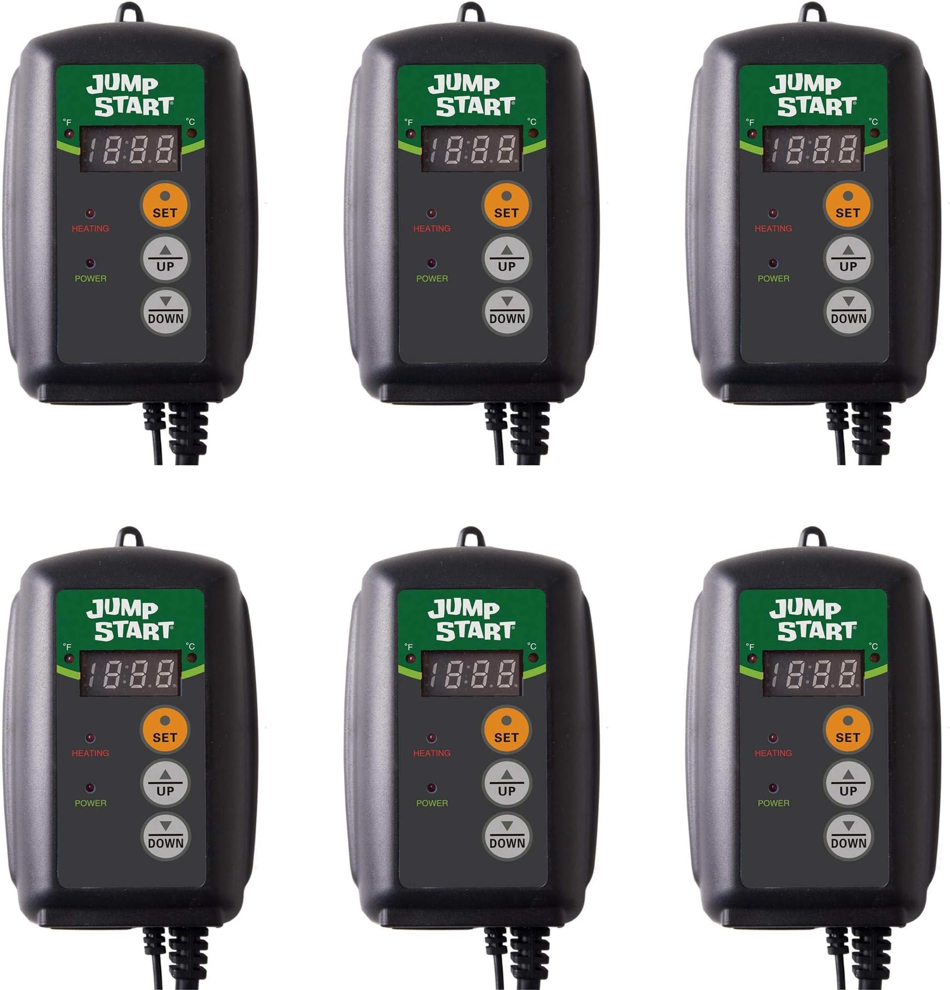 Jump Start MTPRTC Hydroponic Seedling Heat Mat Digital Temperature Thermostat Controller (6 Pack)