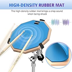 Drum Practice Pad, 12-Inch Silent Drum Pad Set with