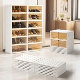 LAFORMO Folding Shoe Rack Storage Device for 6Tiers-24Pairs by 2-Column | Easy to Assemble Shoe Rack Storage Cabinet with Tra