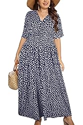 OSTOO Women's Plus Size Hawaii Empire Waist Bat