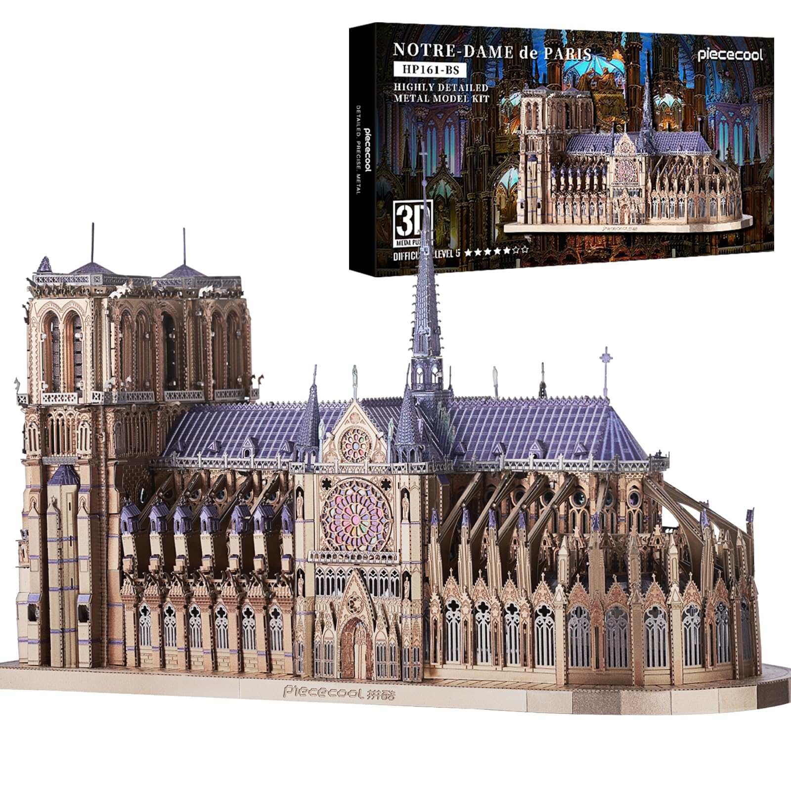 Piececool 3D Puzzle Metal Notre Dame de Paris, Scenic Buildings Craft Model Kits for Adults to Build, 3D Puzzles Adult Teens for 304 Stainless Steel, Ideal as Gifts, Home Decoration, DIY, 382 Pieces