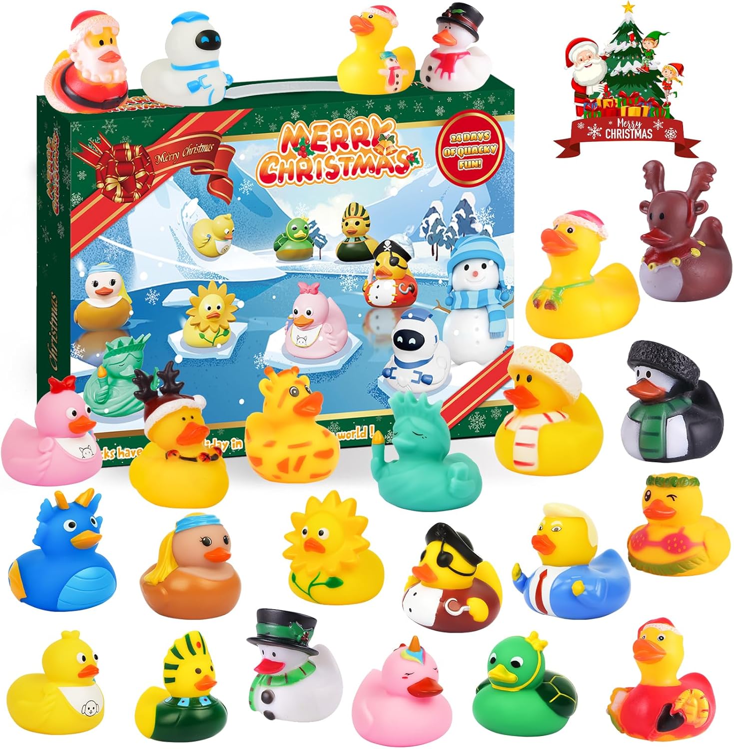 Advent Calendars - Advent Calendar 2023 for Kids 24 Days Countdown Advent Calendar with Rubber Ducks Xmas Fun Toys for Boys Girls Bath Ducks Blind Box Xmas Party Favors