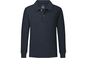 QBK 2T to Youth Boys' Long Sleeve School Uniform Pique Polo Toddler Kids Neon Collared Golf Shirt