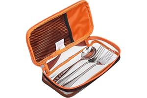 Cabilock Camping Organizer Utensil Holder Silverware Case Travel Cookware Kit Storage Bag Tableware Fork Spoon Chopsticks Case for Backpacking Picnic BBQ Hiking Travel