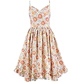 Bcaur Girls' 2T-14 Casual Sundress Summer Autumn Clothes Cotton Floral Dress