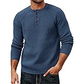 PJ PAUL JONES Mens Sweaters Casual Waffle Pullover Sweater Button Crewneck Textured Knit Henley Sweaters