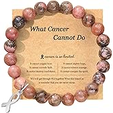 ZLLOO Natural Stone Bracelet for Women Pink Ribbon Awareness Handmade Beaded Encouragement Gift with Message Card