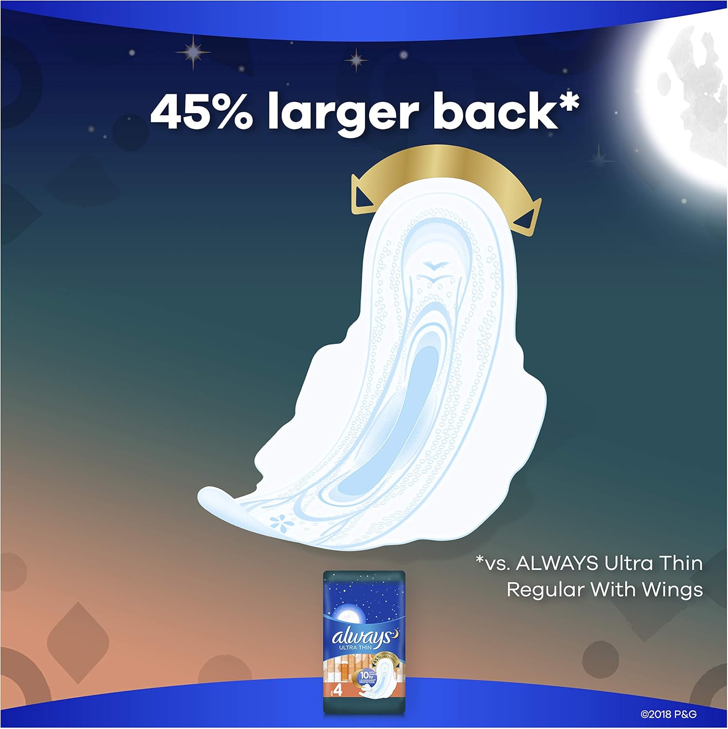 Always Ultra Thin, Size 4, Overnight Pads With Wings, Unscented, 52 Count (Pack of 3): Health & Personal Care