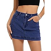 LAOTEPO Jean Skort Denim Skirts for Women, Y2k Trendy Mini High Waist Skorts Sexy Stretchy Denim Shorts