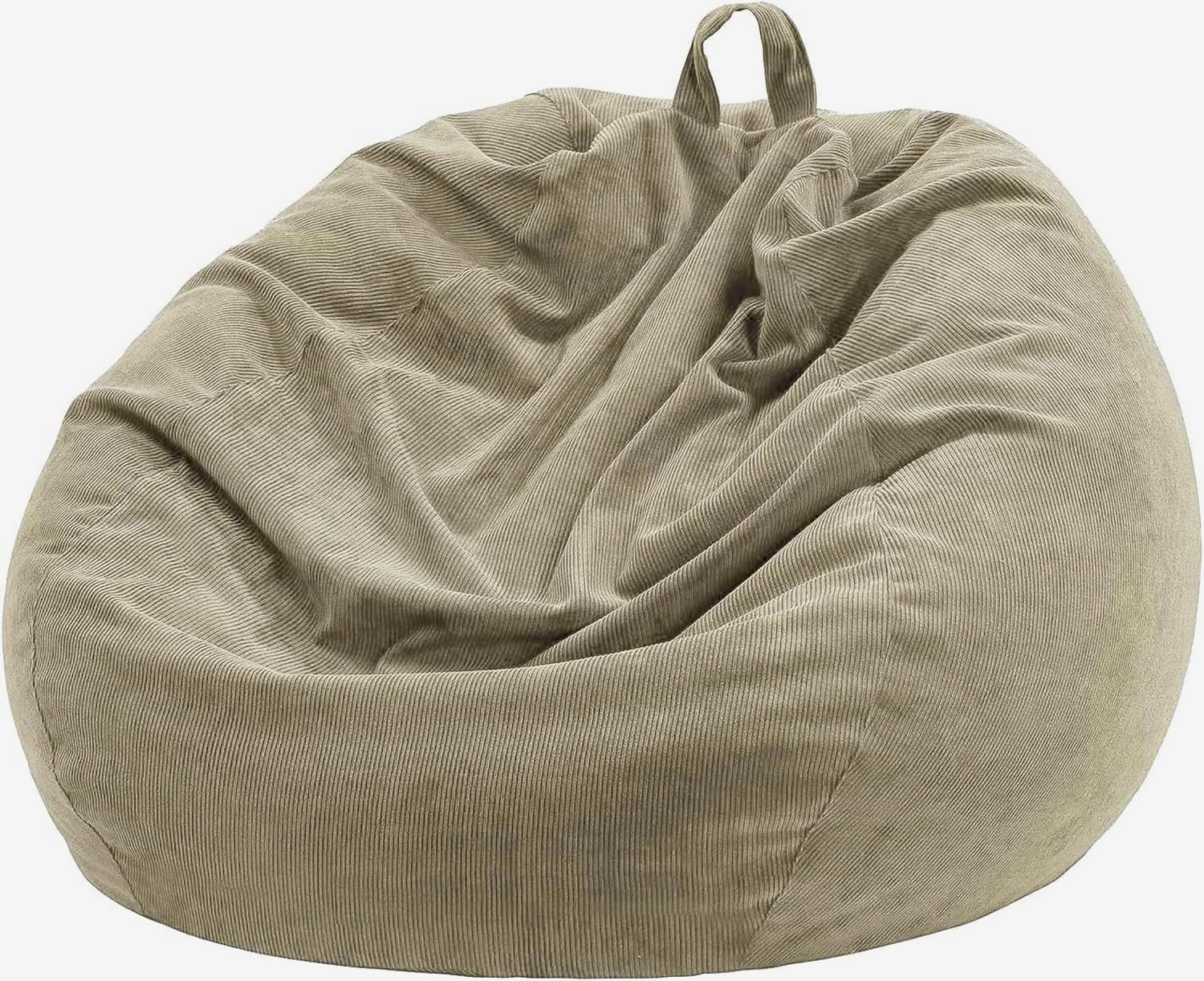 Nobildonna 3 ft Bean Bag Chair Cover (No Filler) 35"×43" Large Stuffed Animal Storage Bean Bag Washable Big Beanbag Chair Cover Premium Corduroy Bean Bag Cover for Adults,Kids,Khaki Gray 300L