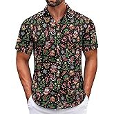 Aturmio Christmas Shirt for Men Short Sleeve Button Down Santa Claus Vacation Hawaiian Shirts