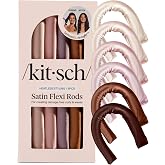 Kitsch Satin Flexi Rods Heatless Curling Rod - 6 pcs, Rosewood | Flexi Rod for Heatless Curl Overnight for Women, Comfortable
