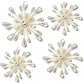 4 Pcs Starburst Wall Decor, Metal Starburst Wall Art Decor, Bling WallsArt Crystal Teardrop 3D Hanging Rhinestone Radial Metal Artwork, Decorative Walls Hanging Diamond for Living Room Bedroom(Gold)