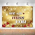 Aonbon Gold We Will Miss You Backdrop Banner, Going Away Party/Retirement/Farewell/Goodbye/Coworker Leaving Party Decorations