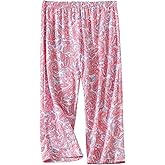 PNAEONG Women's Capri Pajama Pants Lounge Causal Bottoms Fun Print Sleep Pants