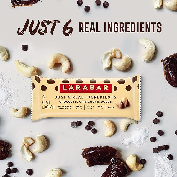 LARABAR CHOCOLATE CHIP COOKIE DOUGH, FRUIT AND NUT BARS, GLUTEN FREE AND VEGAN, 19.2 OZ, 12 CT