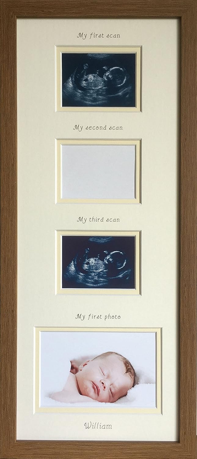 Online Cheap Personalised Name Newborn Baby Scan Triple Photo Frame X 8 Oak White Cream Inner Border Baby Are Doing Discount Activities Kingpneus Com