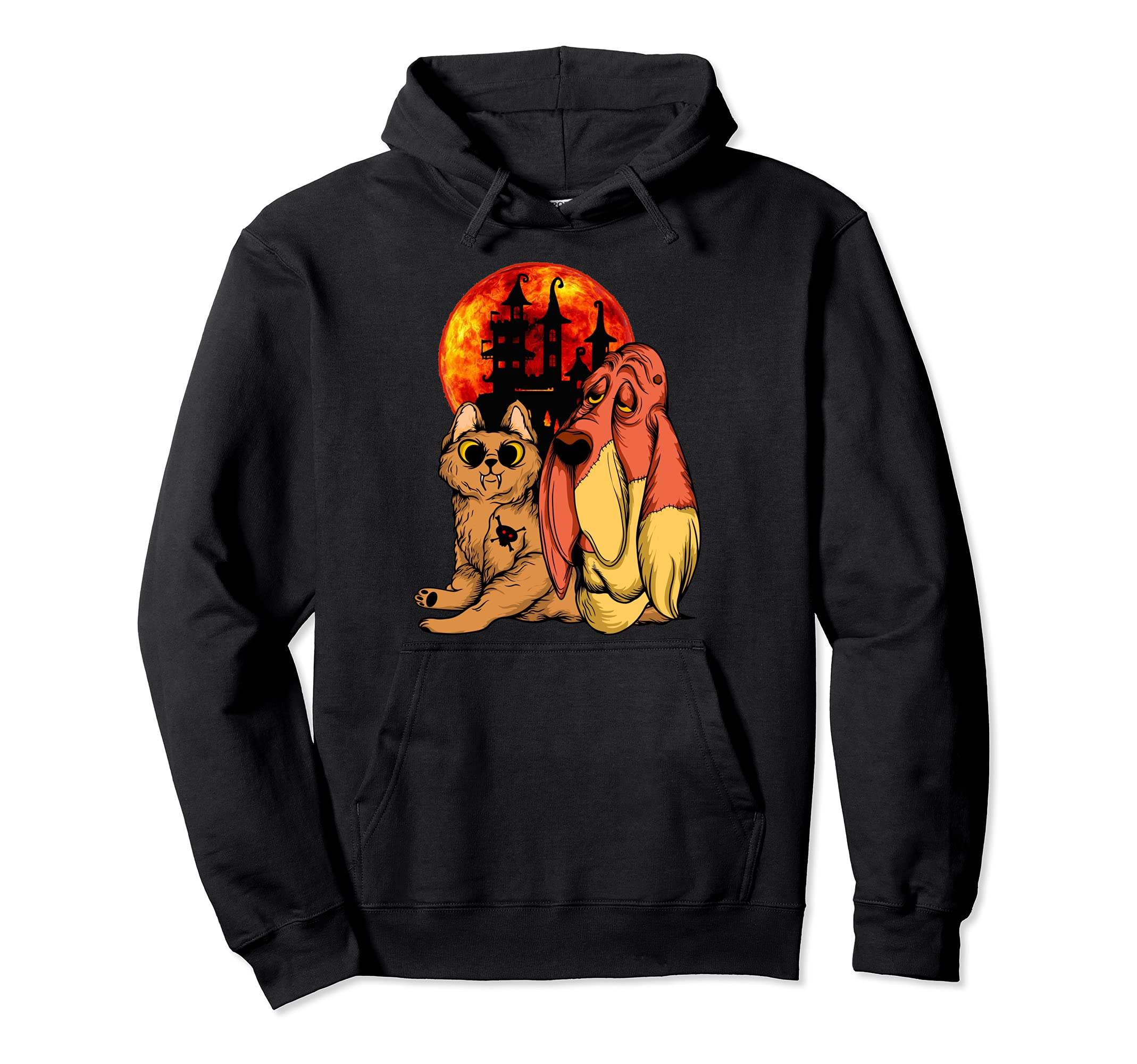 Transylvanian Monster Cat and Dog with Blood Moon #002 Pullover Hoodie