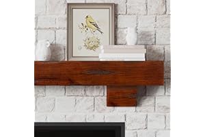 MANTELSDIRECT Breckenridge 72” Fireplace Mantel Shelf with Corbels – Rustic Floating Mantel Shelf for Over Fireplace – Cherry Rustic - Wood Shelf for Wall – Pine Box Construction