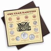 American Coin Treasures One Year Rarities Eleven Coin Display Boxed Set: Uncirculated US Coins - Minted! 1976 Bicen Eisenhower Dollar + JFK $.50 Lincoln Cent Jefferson Nickel &amp; Washington Quarter