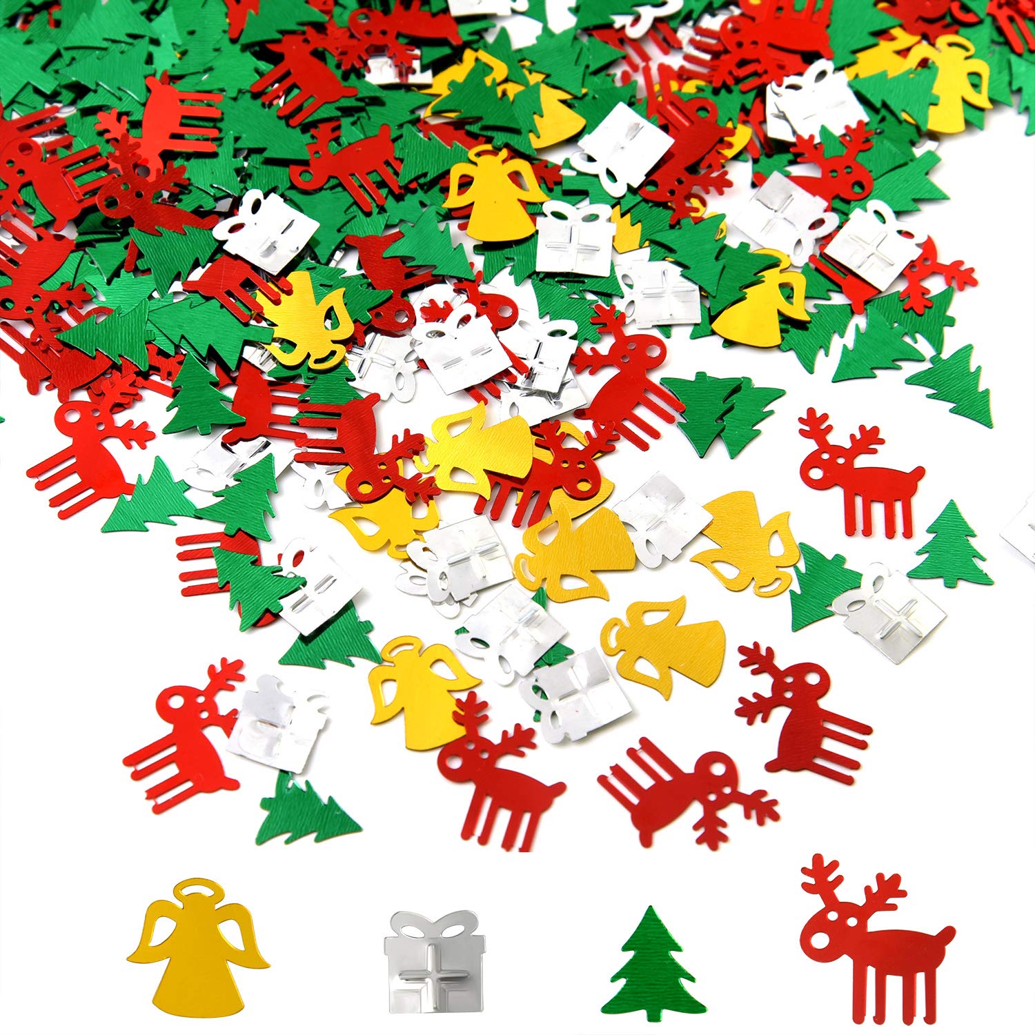 TUPARKA 60g Christmas Confetti Table Decorations Reindeer Christmas Tree Angel Present for Christmas Party Holiday Decor, 2 Pack in Total