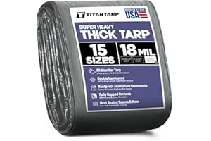 TitanTarp® Super Heavy Duty Waterproof Tarp Tarpaulin - Boat, Camping, Car, Furniture, Garden, Home, Outdoor, Patio, Pool Cover, Rain Shelter, RV, Shade, Storage, Tent, Truck - 18 MIL, 6x8ft, Gray