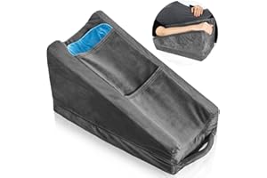 Buryeah Arm Elevation Pillow with 2 Pockets, Soft Ergonomic Support Pillow for Elbow Rest Wedge Broken Arm Gifts with High Density Foam for Recovery Sleeping(Dark Gray)