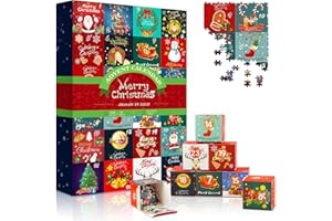 RAISLY Advent Calendar 2024 for Adult, Christmas Jigsaw Puzzle Advent Calendar for Kids, 1008 Pieces 24 Days Countdown Calendar Adult Puzzles, Family Game Surprise Xmas Gifts for Teens Boys Girls