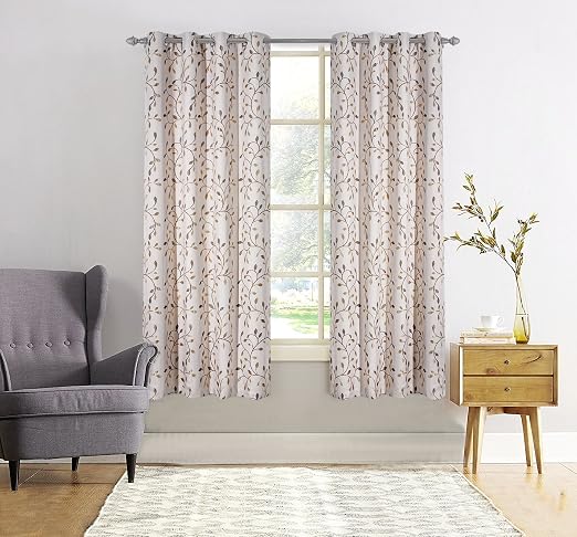 Amazon.com: JarlHome Jacquard Leaf Blackout Grommet 52" x 84" Curtains