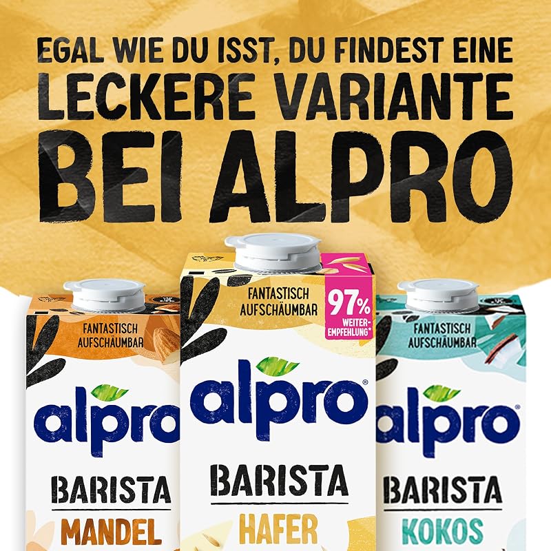 Barista Haferdrink – Zum Aufschäumen – Vegan und milchfrei – Von Natur aus laktosefrei – Reich an Ballaststoffen, Calcium und Vitaminen – 8 x 1 L – Haltbar