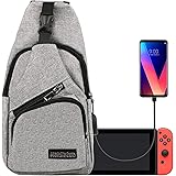 EEEKit Backpack Crossbody Travel Bag for Nintendo Switch Console Joy-Cons and Accessories, Charge Your Phone Via Side USB Cha