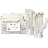 MIG4U 12 Pairs Work Gloves - Cotton String Gloves for Safety Work - Glove Liner Hand Saver Heat Protection for BBQ (Large, Heavy)