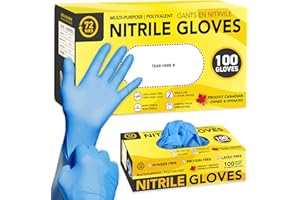 72HRS Blue Nitrile Gloves, Disposable Gloves-4mil, Rubber/Latex Free, Gants Jetables, Gants Nitrile for Food Prep & Cleaning