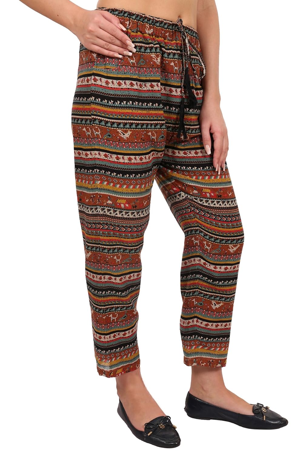 9teenagain women's rayon printed nightwear pajama(multicolor)