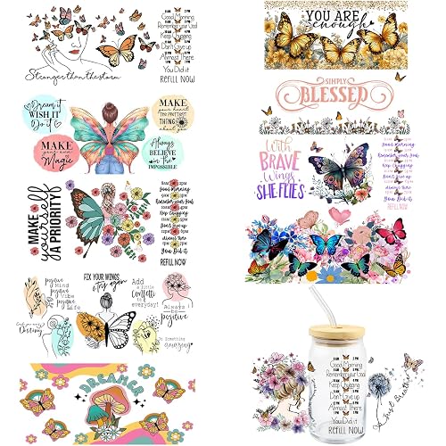 DIY Cup Stickers - 1 Sheet Rub On Transfer Decals For Glass Cups, Waterproof UV DTF Cup Wrap - View #2