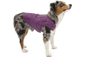 Kurgo Loft Dog Jacket, Reversible Dog Coat, Wear with Harness or Sweater, Water Resistant, Reflective, Winter Coat For Small Dogs (Deep Violet, S)