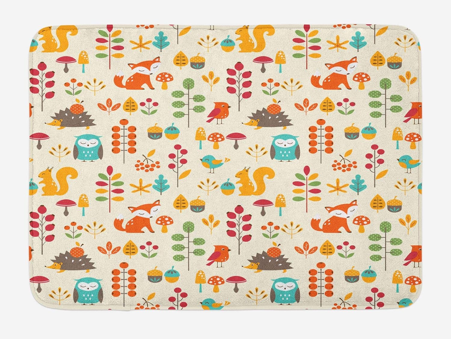 JoneAJ Alfombra de baño para niños Patrón de otoño para niños con búho