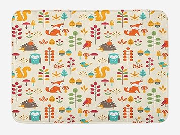 JoneAJ Alfombra de baño para niños Patrón de otoño para niños con búho