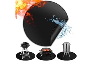 Yizhet 36" Round Fireproof Under Grill Mat, Black Fire Pit Mat for Solo Stove Bonfire, Reusable Oil-Proof Waterproof BBQ Pad for Deck Patio Grass Outdoor Grill Accessories