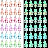 Thyle 60 Pcs Mini Resin Turtle Charms Glow in the Dark Turtle Pendants Luminous Tortoise Sea Dangle Animal Charms for DIY Craft Jewelry Making Supplies, 6 Colors