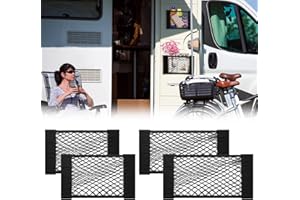 PIFOOG 4Pcs Universal Car Storage Net Pockets Stretchable Automotive Mesh Pouch Nets Bag Organizer Stickers Netting for Auto SUV Trunk Back Seat RV Camper