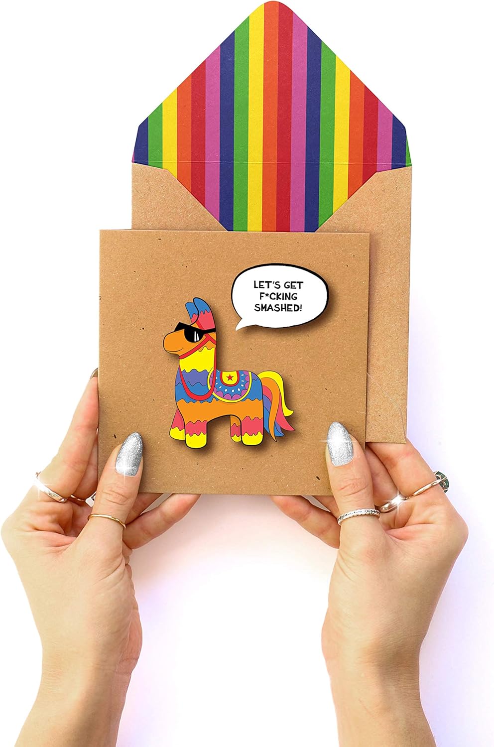 Let's Get Smashed Card Handmade Greeting Card with Rainbow Envelope, 210 x 290 mm - Image 3