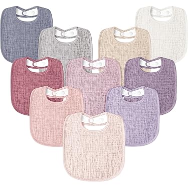 Obelunrp 5-Pack Baby Drool Bibs - 360° Adjustable, 6-Layer Cotton, Cute Cartoon Designs, Random Styles