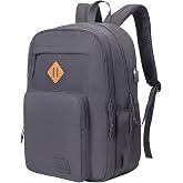 KEOFID Classic Travel backpack for Men and Women, Anti Theft Laptop Backpack with USB Charging Port for Work, Large Bag for College, Water Resistent(Grey)