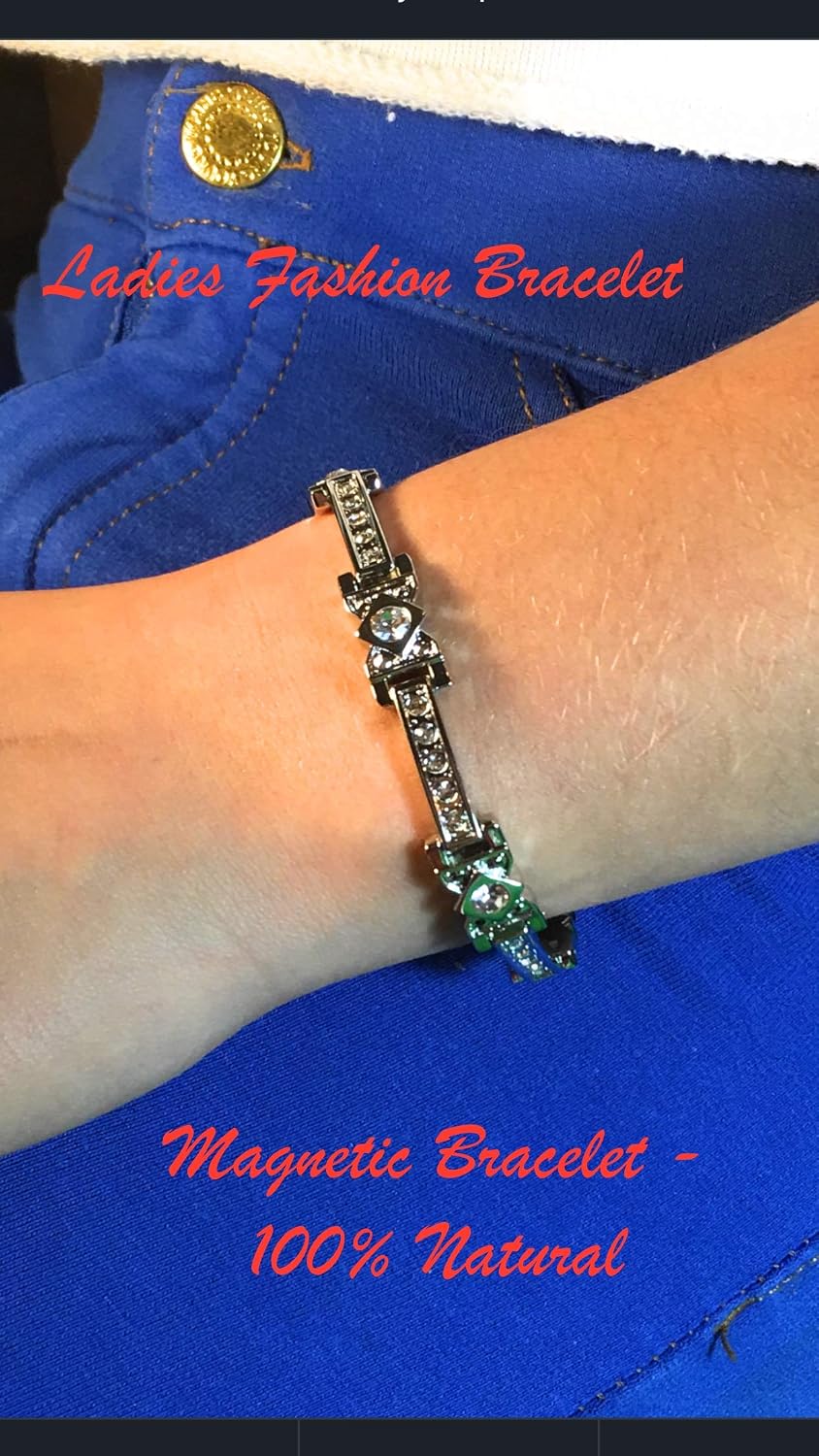 Ladies Magnetic Bracelet For Women. Clear Rhinestone Crystal & Jewellery Gift Box, 7.5 " or 19cm - Image 5