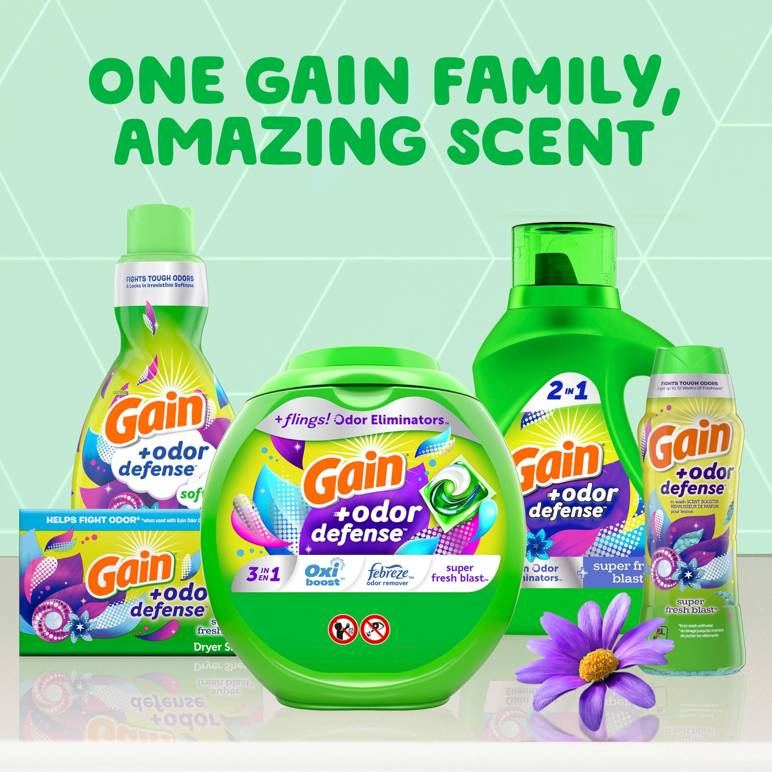 Gain + Odor Defense Liquid Laundry Detergent, Super Fresh Blast Scent, 107 Loads, HE Compatible