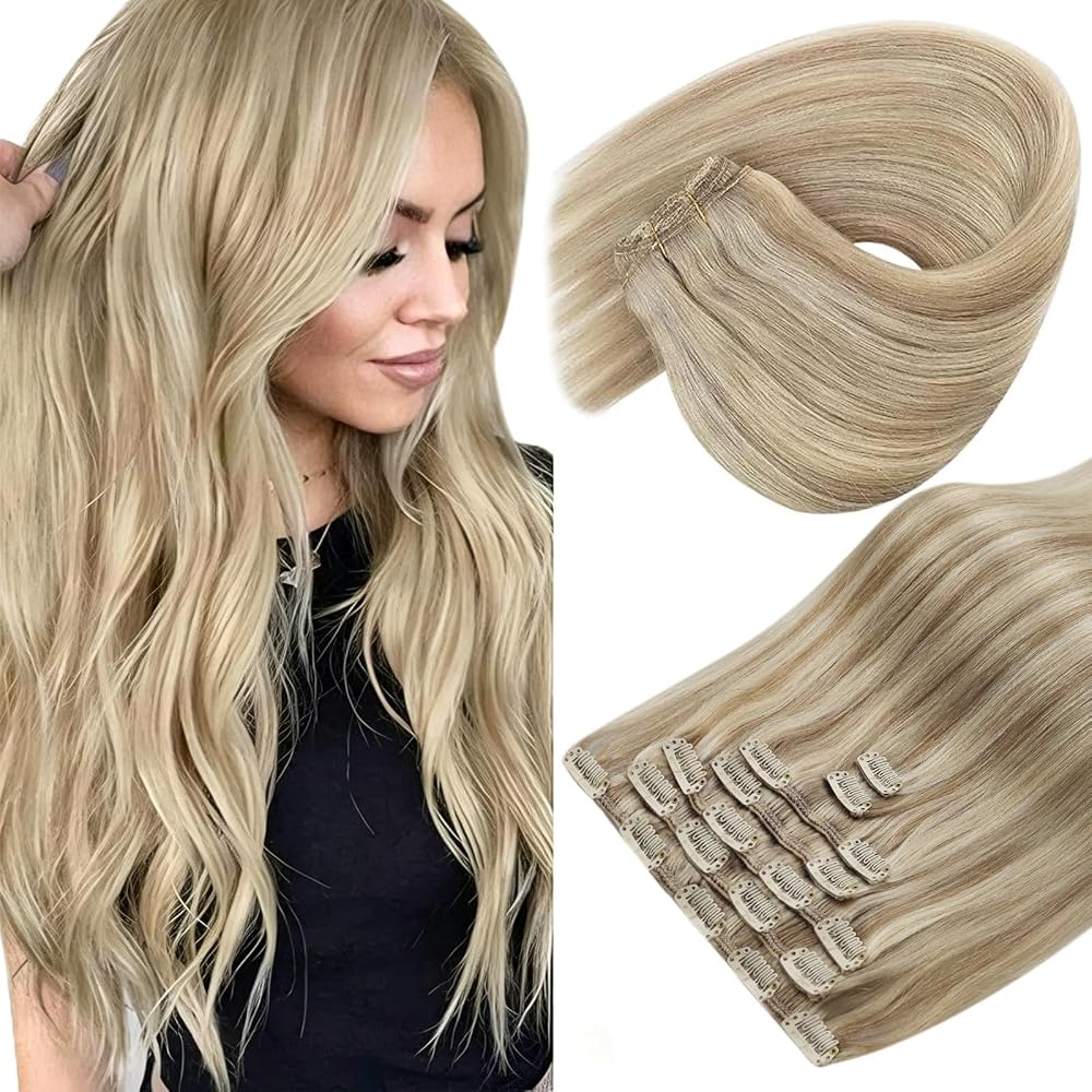 Sunny Hair Clip in Hair Extensions Real Human Hair Blonde Remy Extensions | Blonde Highlights Human Hair Clip in Extensions 1