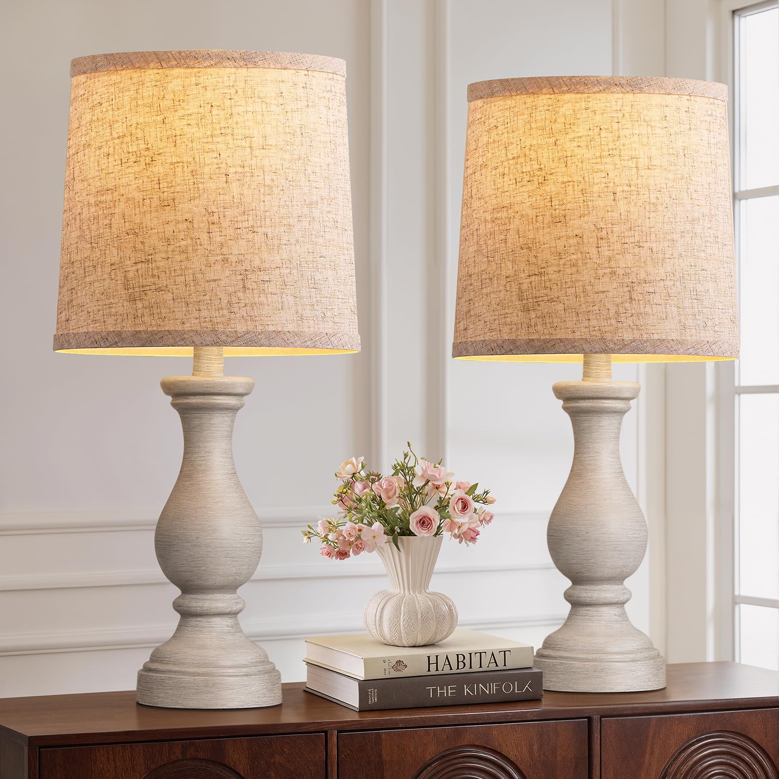Photo 1 of **********DAMAGED*******
Seealle Farmhouse Table Lamps Set of 2 - Rustic Bedroom Lamps for Living Room, 22" Boho Bedside Lamp for Night Stands End Table Office Desk Lamp Nightstand Clearance Decorating with Linen Shades