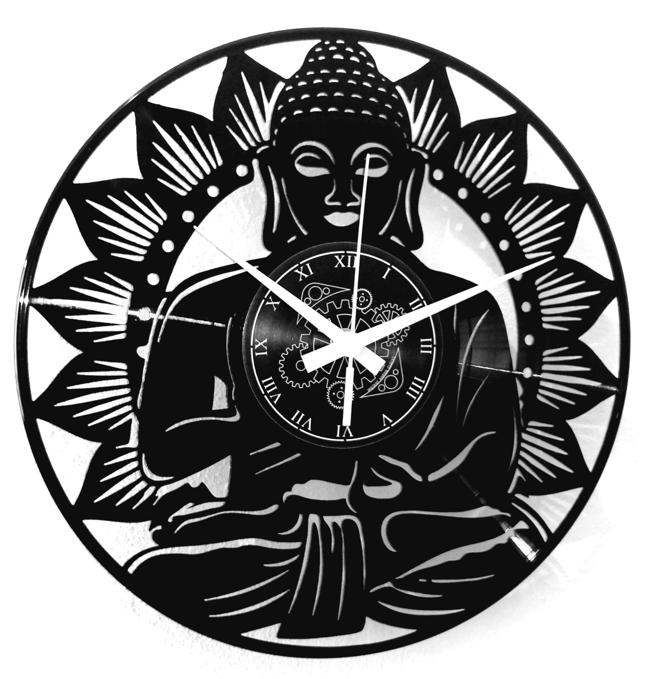 Instant Karma Clocks | Buddha Wall Clock | Zen Decoration | Oriental Art | Ethnic Style | Spiritual Design | Meditation Decor